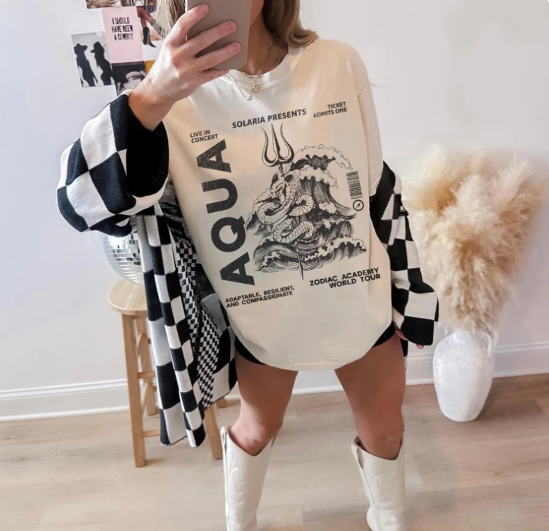 Zodiac Academy House Aqua Vintage Band Tee