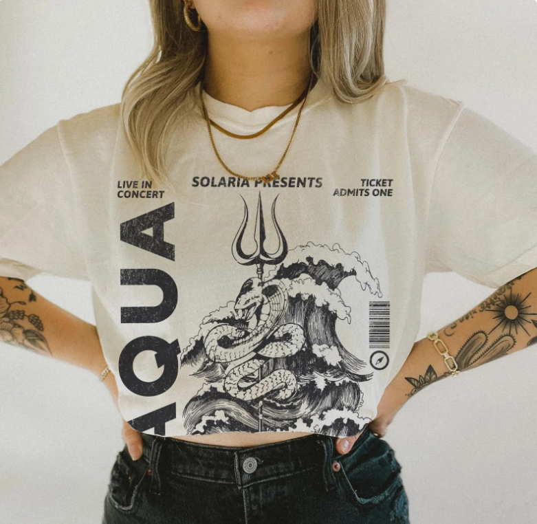 Zodiac Academy House Aqua Vintage Band Tee