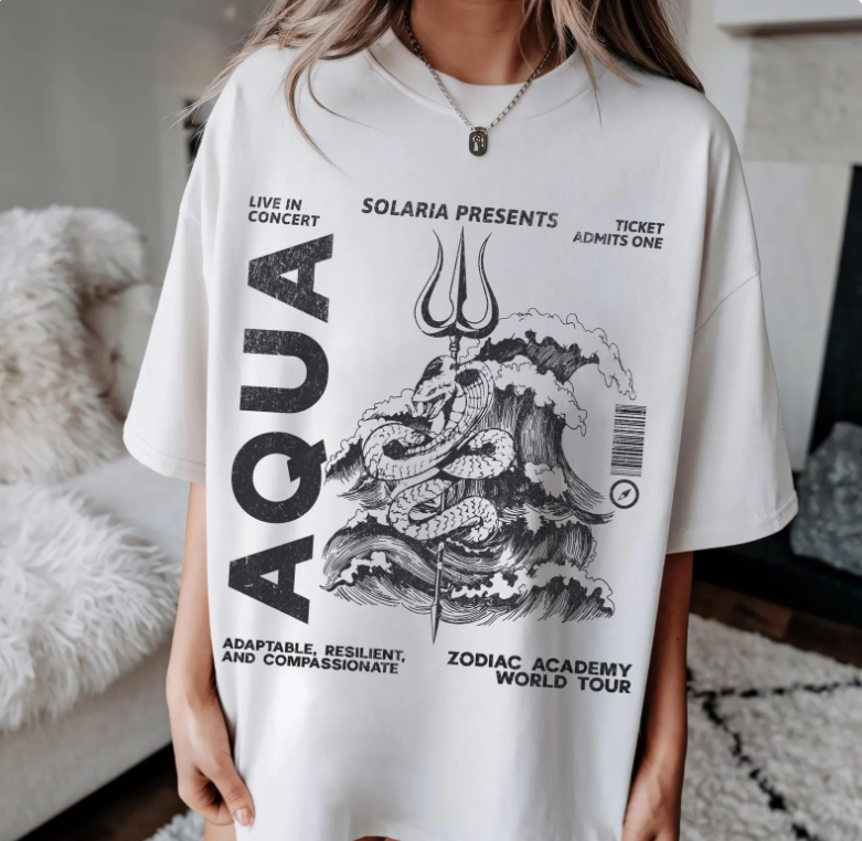 Zodiac Academy House Aqua Vintage Band Tee