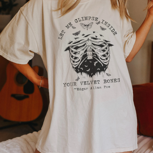 Edgar Allan Poe Skeleton Shirt Grunge Shirt