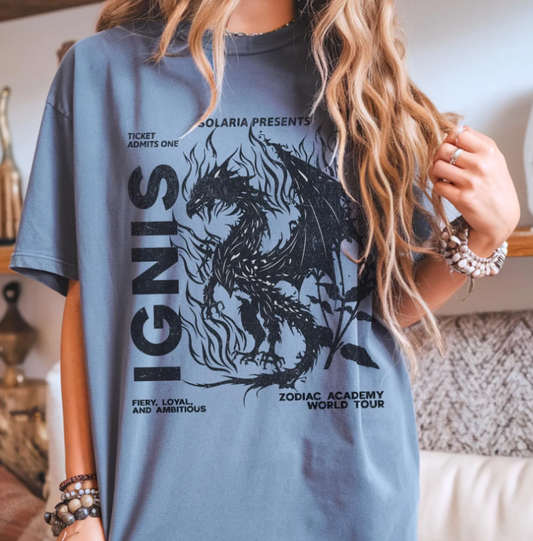 Zodiac Academy House Ignis Vintage Band Tee LICENSED