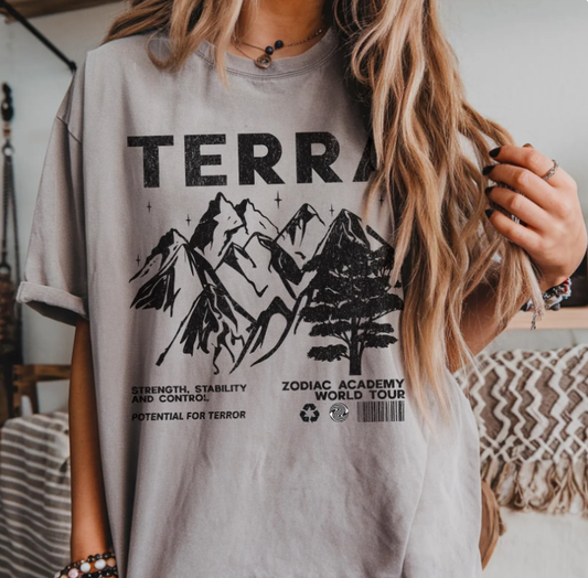 Zodiac Academy House Terra Vintage Band Tee