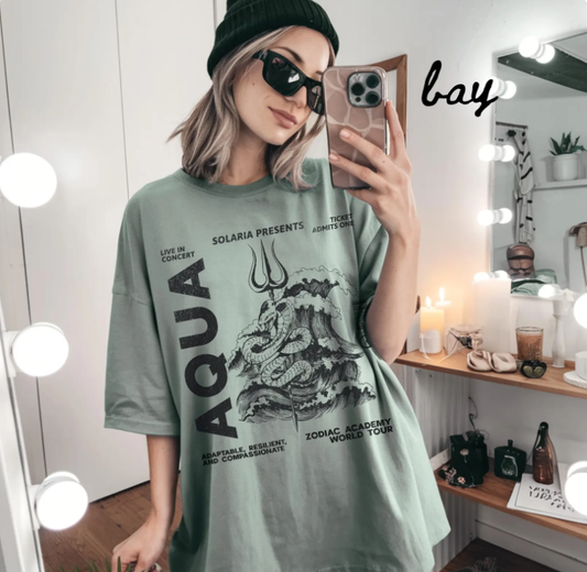 Zodiac Academy House Aqua Vintage Band Tee