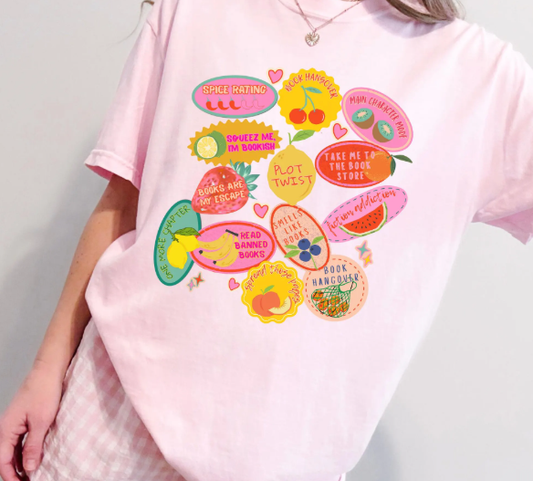 Romantasy Book Tropes Fruit Sticker Shirt