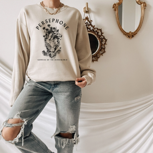Persephone Dark Botanical Heart Sweatshrit